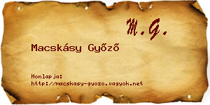 Macskásy Győző névjegykártya